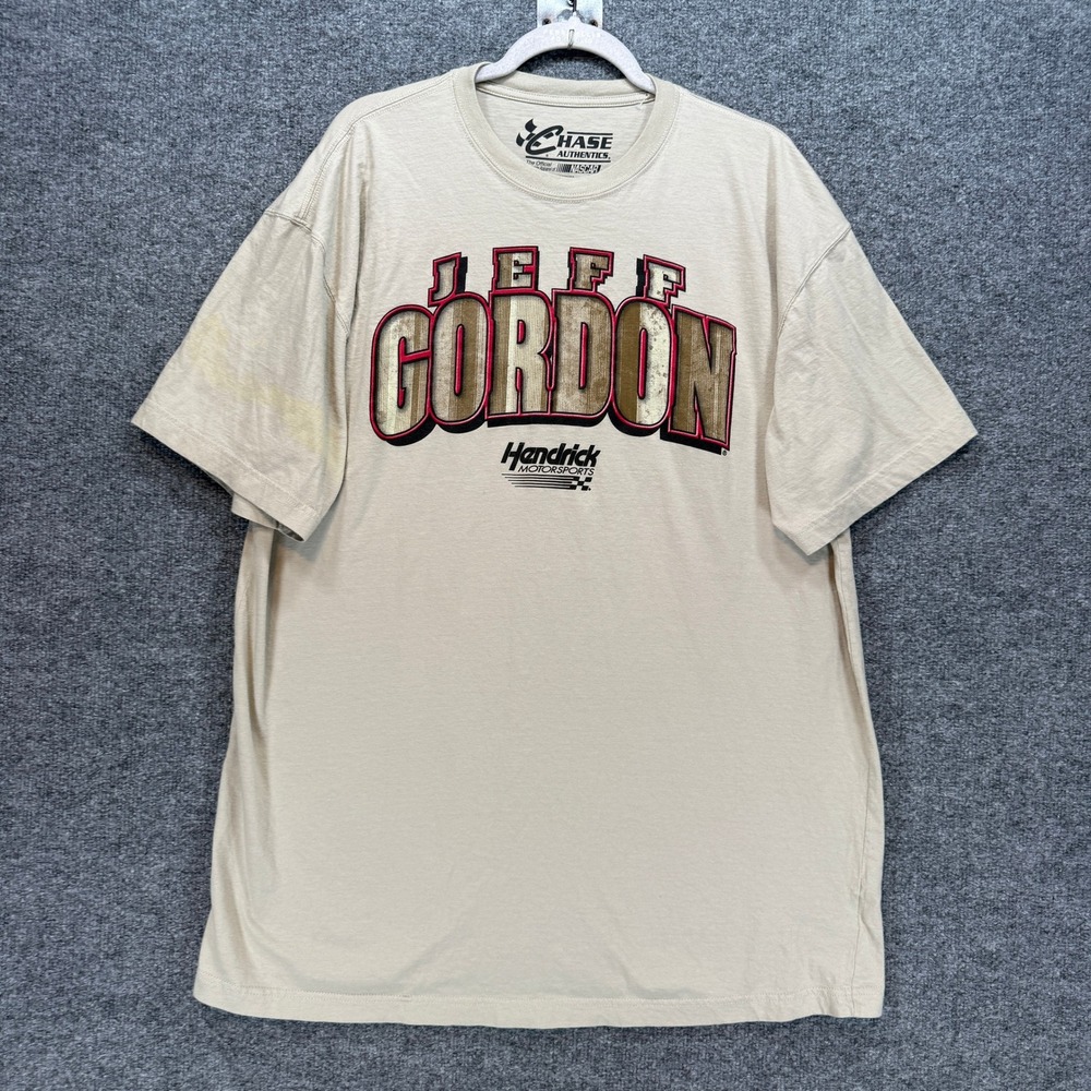 Chase Authentics Tshirt Mens XL Tan Jeff Gordon NASCAR Hendrick Racing‎ Graphic